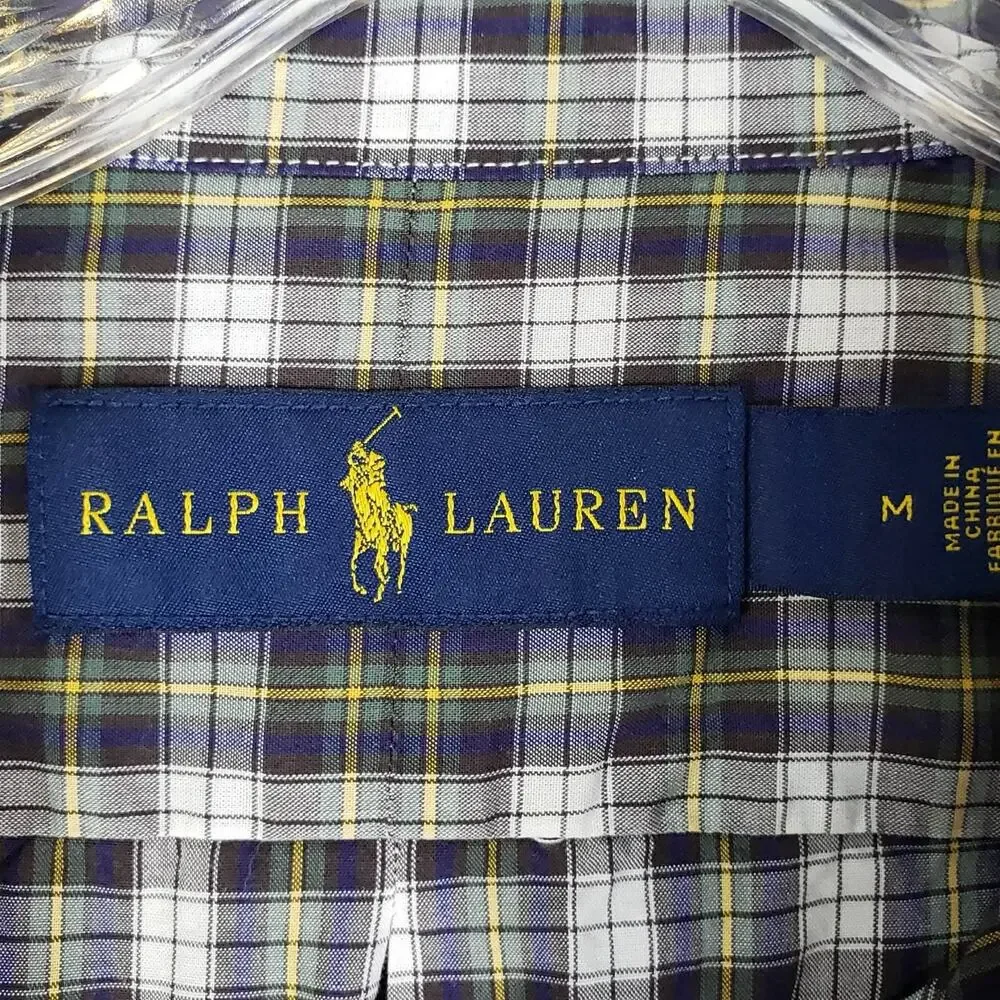 Polo Ralph Lauren Oxford Shirt Mens Size Medium M Button Down Green Plaid
